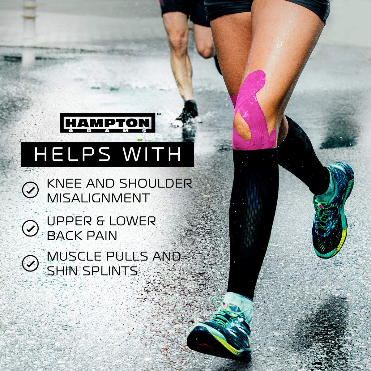 Hampton Adams | As Seen on Shark Tank | Elastic Kinesiology Tape (Bulk Roll) | 135ft Uncut | Supports & Protects Muscle Wrist Knee Shoulder Back Plantar Fasciitis | Waterproof Hypoallergenic (Pink)