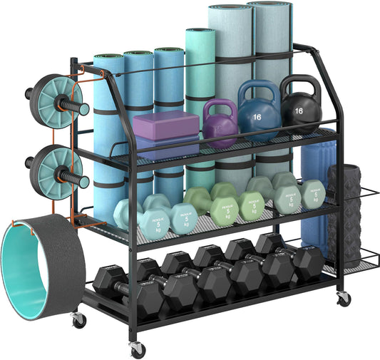 Staransun Staransun Weight Rack for Dumbbells - Widened Home Gym Storage Rack - Dumbbell Rack with 4 Flexible Wheels and Unique Storage on Both Sides