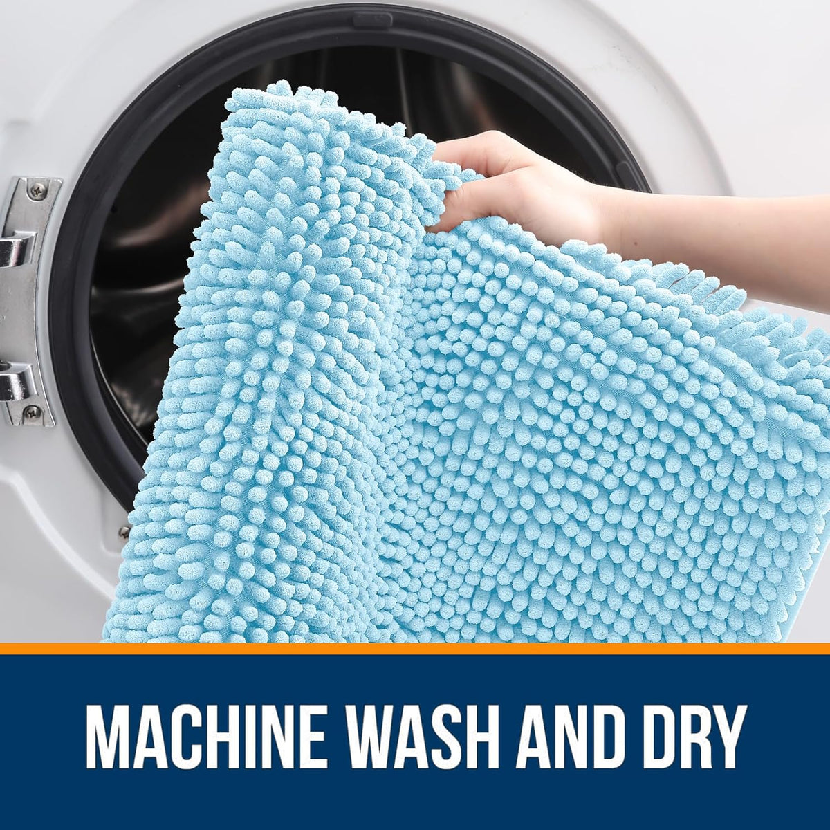 OLANLY Bath Rugs - Extra Soft Chenille, Quick-Dry & Machine Washable | 30x20, Sky Blue