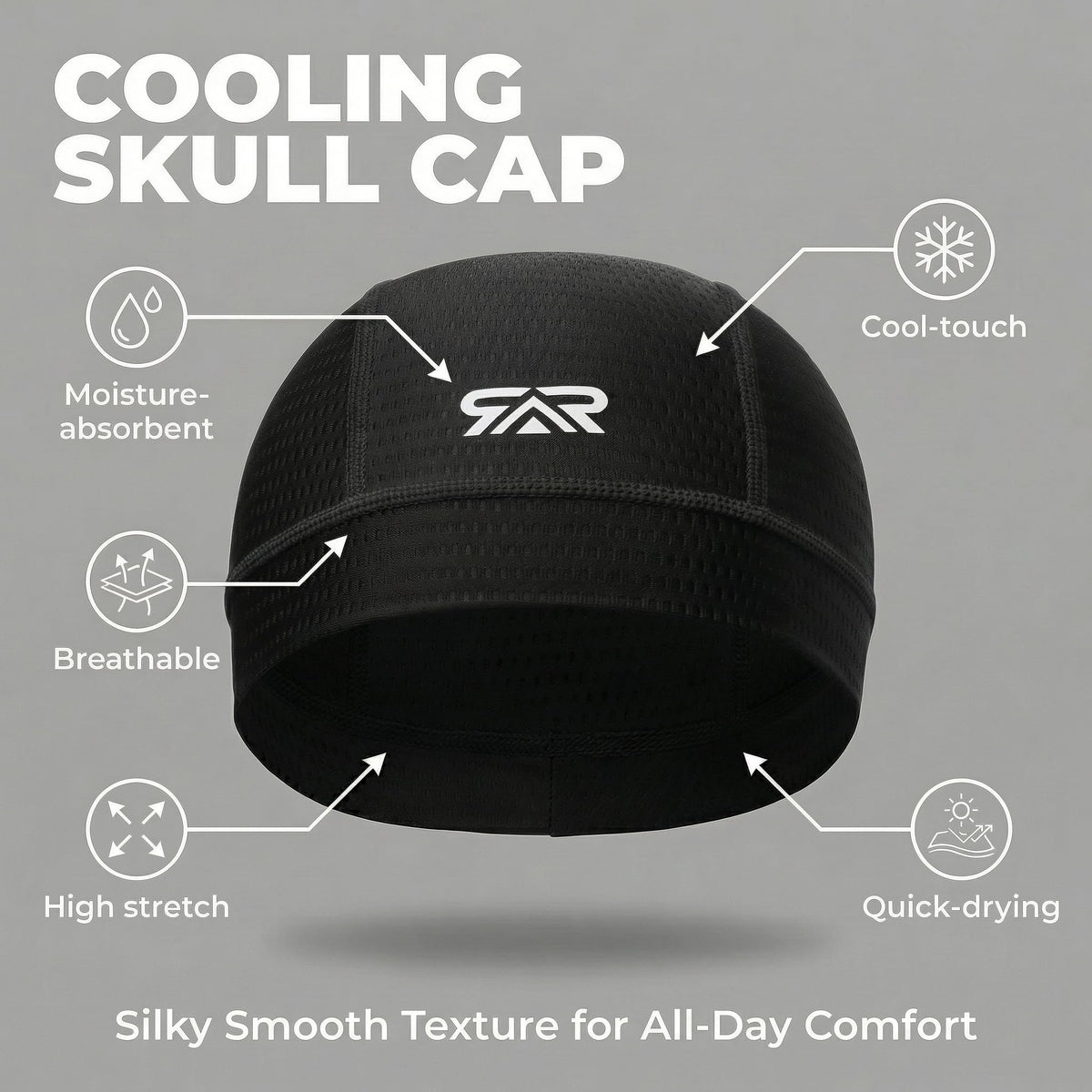 AUSFLUG 2-Pack Cooling Skull Cap for Men Women - Breathable Mesh Quick Dry Helmet Liner for Cycling Motorcycle Running Sports