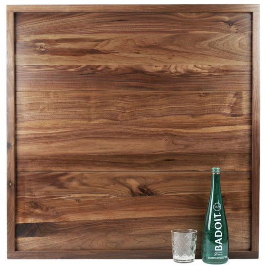 MAGIGO 32 x 32 Inches Extra Large Square Black Walnut Wood Ottoman Tray, Serve Tea, Coffee Classic 2.65 Feet Wooden Decorative Serving Tray