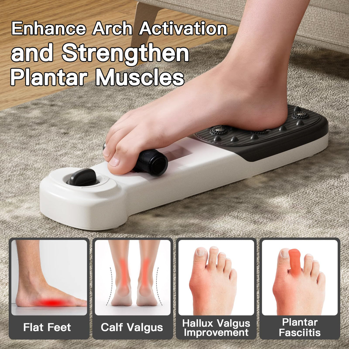 Lerpio Foot Arch Trainer with Adjustable Resistance, Plantar Fasciitis Relief & Arch Support Strength, for Flat Feet, Foot Arch Exercise for Adults & Seniors (White)