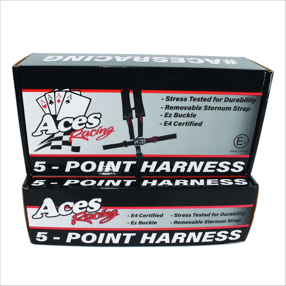 AAAA Aces Racing 5 Point Harness With 2 Inch Padding E4 Certified (Silver)