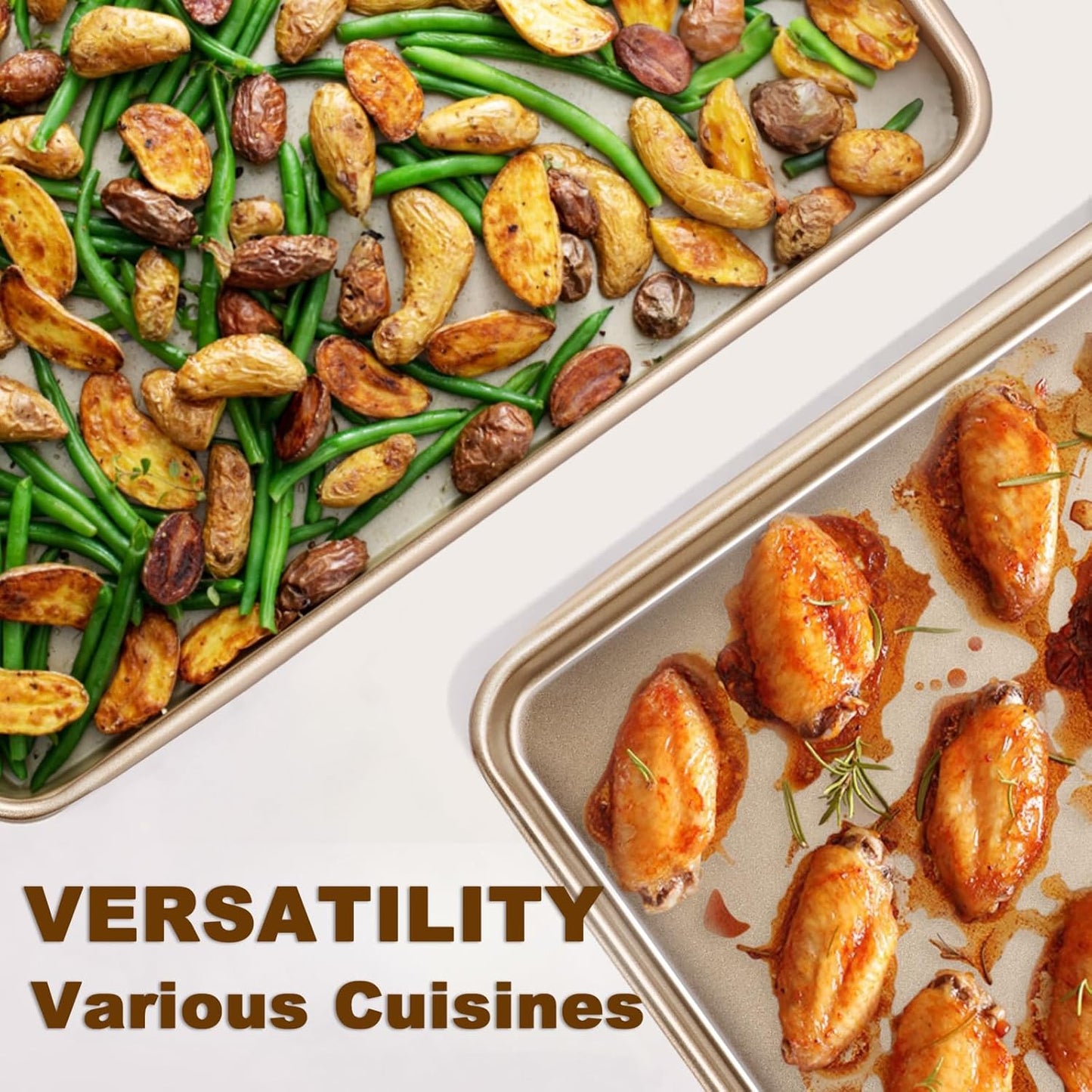 Wildone Baking Sheet Pan Set - Nonstick Carbon Steel Cookie Sheets, Heavy Duty & Easy Clean | 17.5x12 Inch
