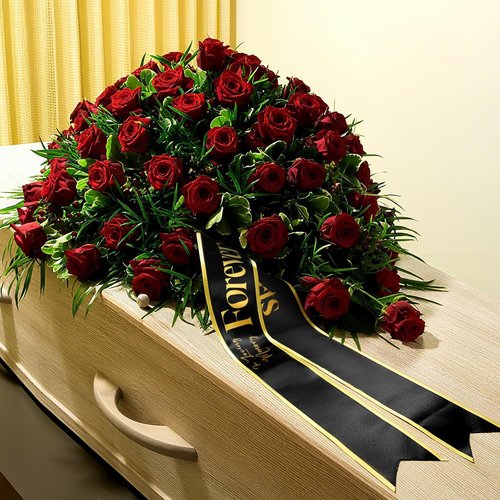 Fanfanwin Funeral Sash - Memorial Wreath Ribbon for Celebration of Life | 58x4'' Black Gold, Forever in Our Hearts
