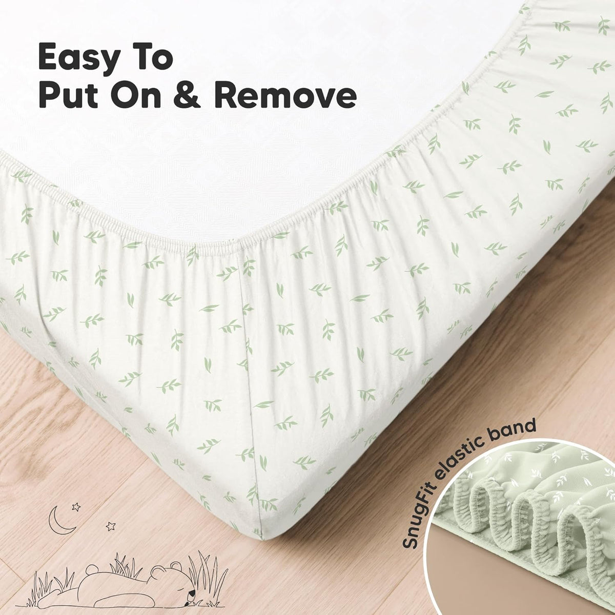 KeaBabies Organic Crib Sheets - 2-Pack Fitted Jersey Cotton Covers for Boys & Girls | Soft & Breathable (52x28, Herb)