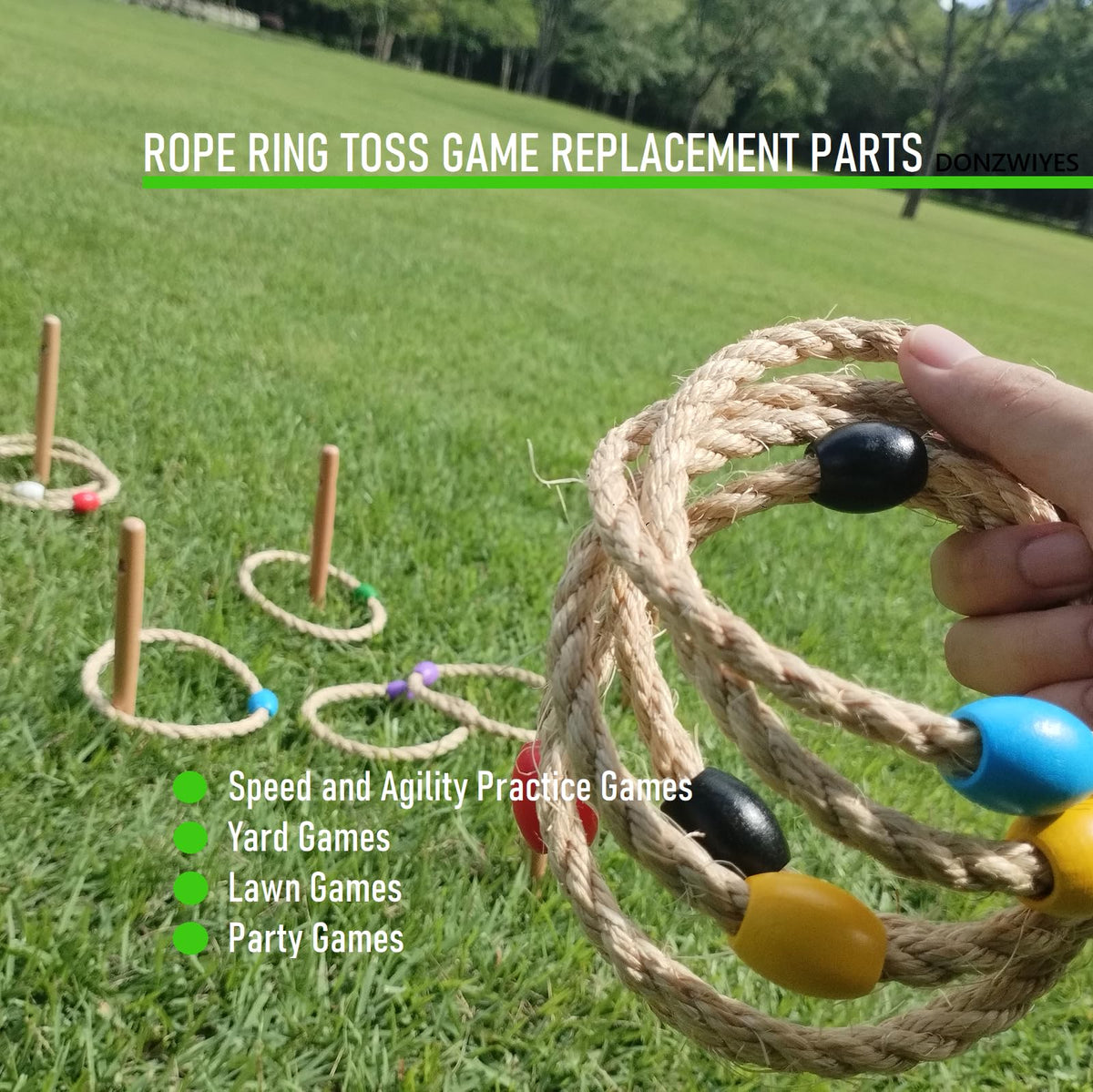 12 Pack Sisal Rope Ring Toss Game Replacement Parts for Adults and Kids, Outdoor Toss Rings for Agility Practice and Speed Game and Yard Games and Lawn Games for Party (Red and Black)