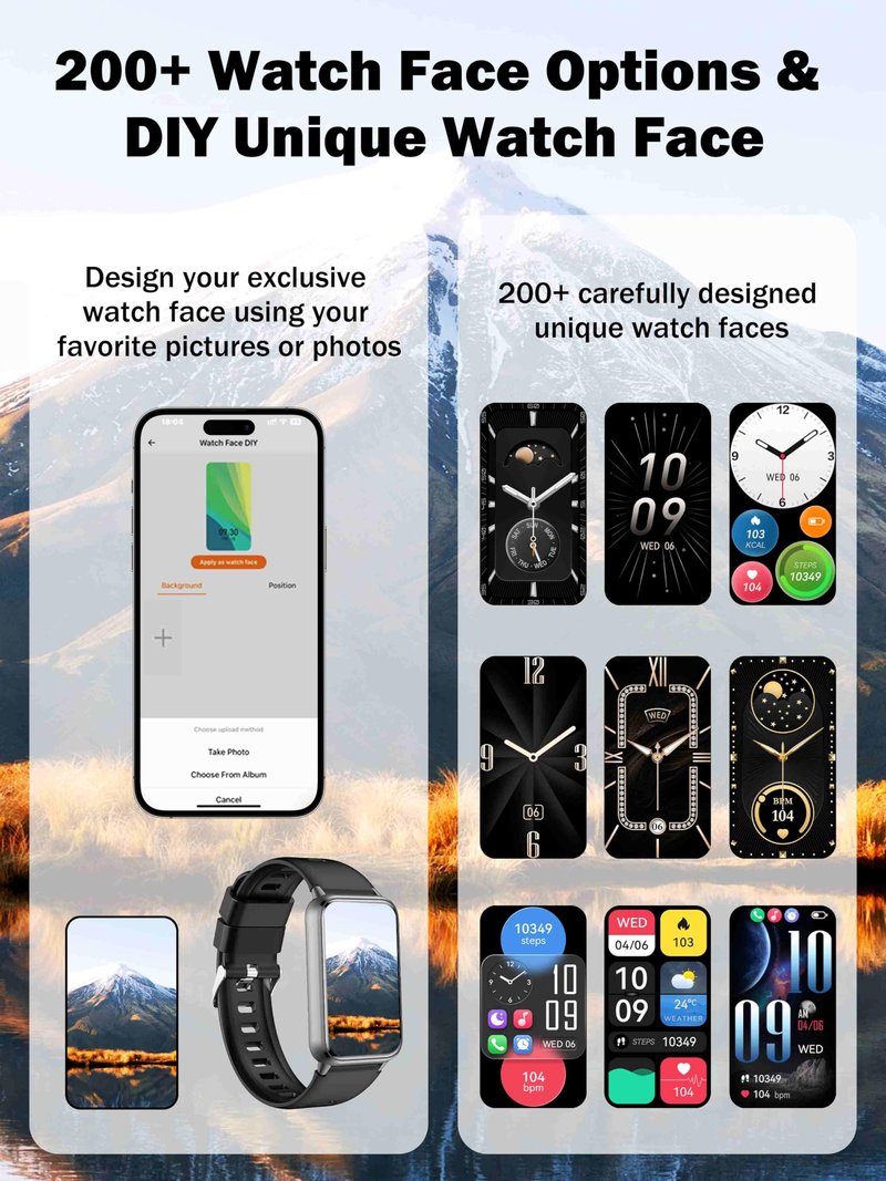 KPEP AMOLED Fitness Watches for Women Men with Stress Blood Oxygen Heart Rate Monitor Sleep Tracking 110+ Sport Modes Fitness Tracker Watch Calorie Counter Step Tracker IP68 Waterproof for Andriod iOS
