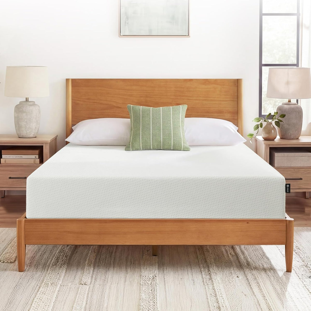 Zinus 10 Inch Full Green Tea Memory Foam Mattress - Medium Firm, Zoned Pressure Relief, Fiberglass Free