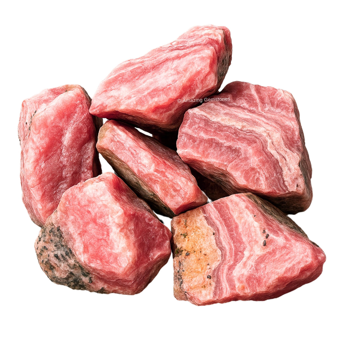 Amazing Gemstone Rhodochrosite Raw Crystals and Healing Stones, Natural Rocks for Tumbling - DIY Raw Stones and Crystals (2 Pieces)