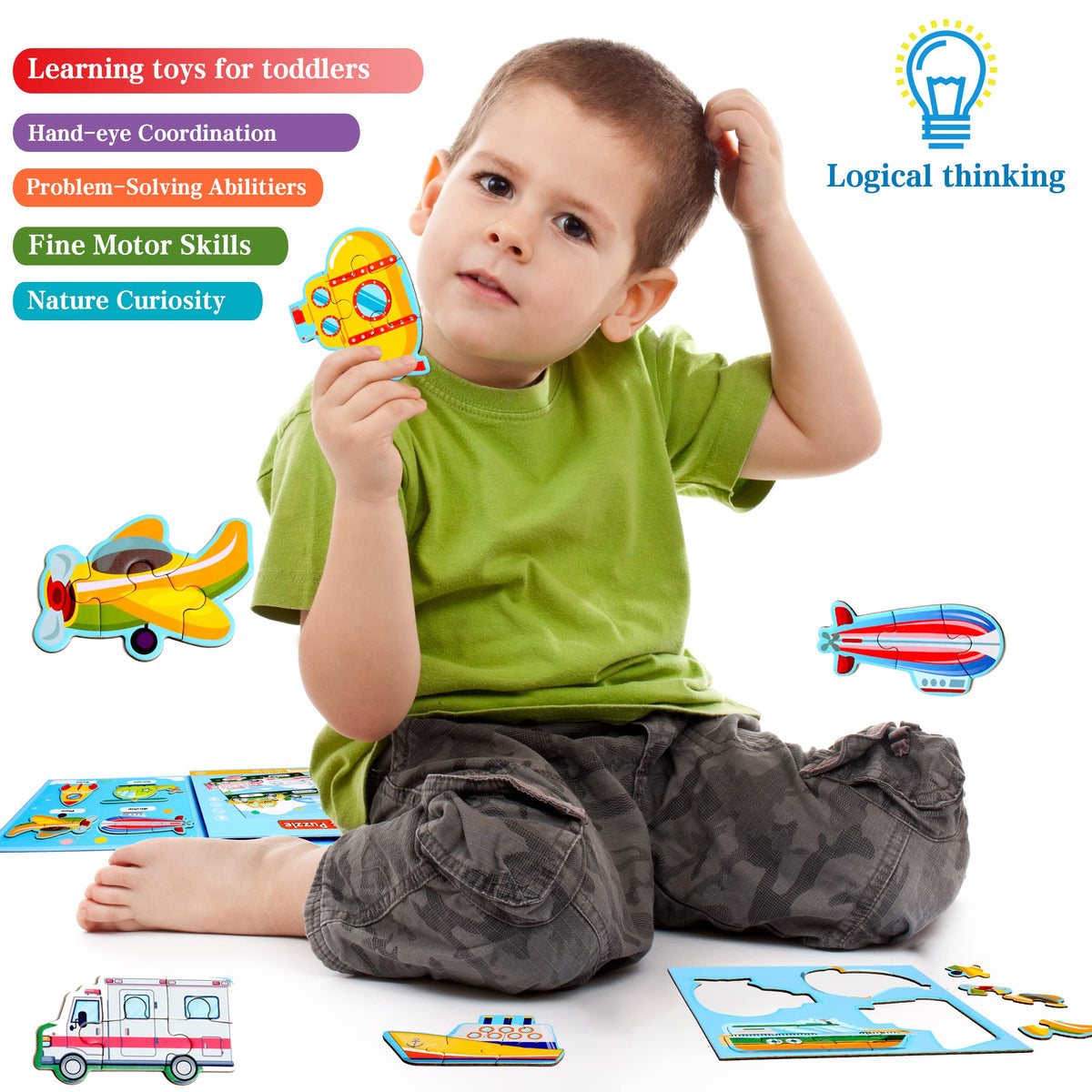 Magnetic Puzzles for Kids Ages 1-3, Travel Toddler Puzzles Ages 2-4 Year, Space Car Activities Toy for Boys & Girls 3-5 yo - Learning Magnet Gift for Road Trip