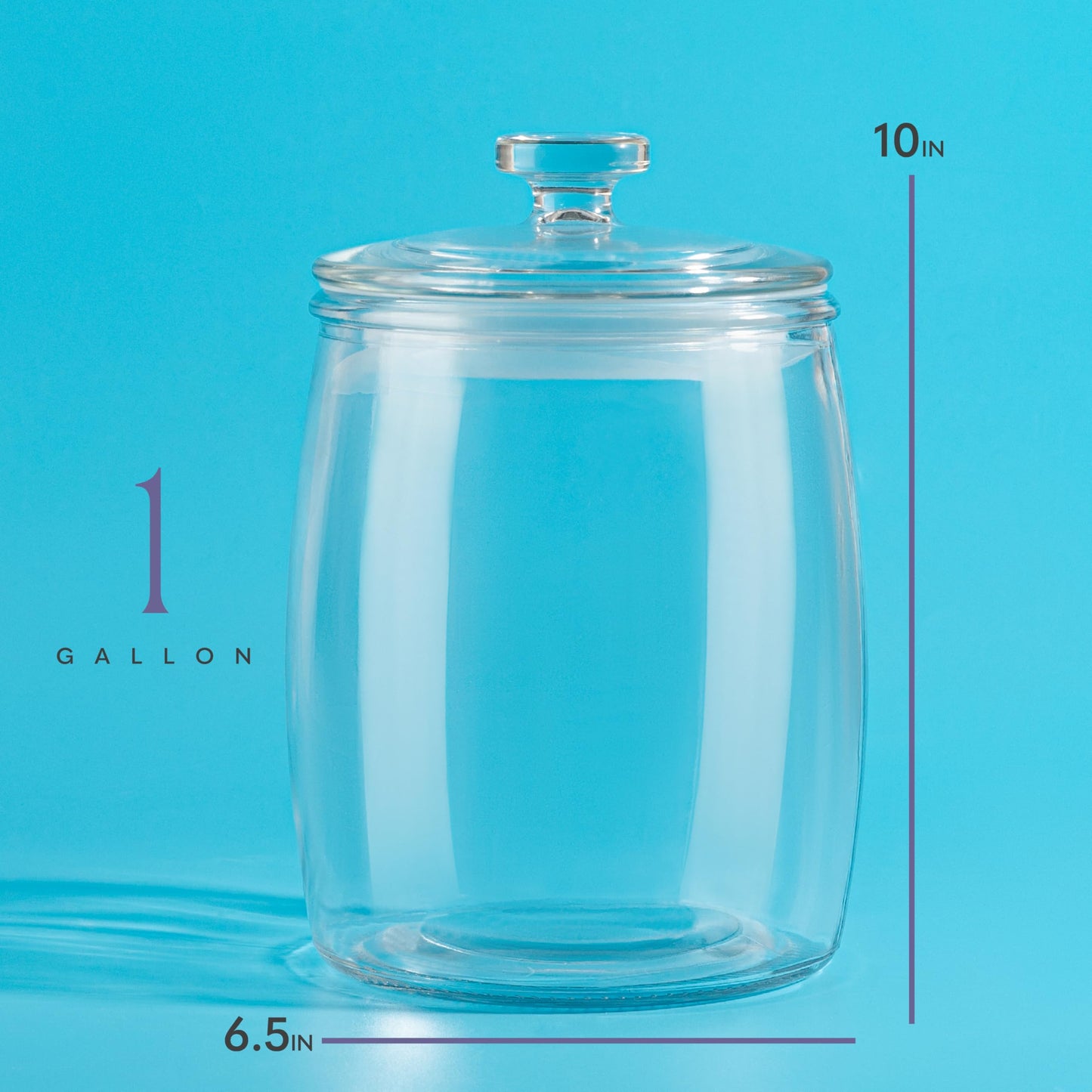 kitchentoolz 1 Gallon Glass Cookie Jar with Lid – Set of 2 Large Glass Jars with Lids for Cookies, Candy, Flour, Sugar, Pet Treats – Clear Glass Canisters for Food Storage - Pack of 2