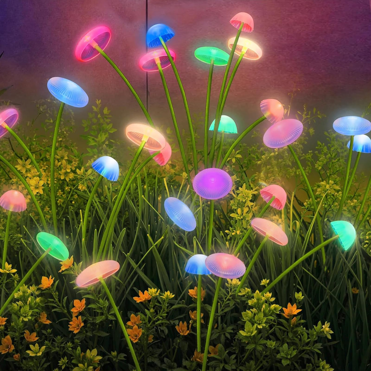 Solar Mushroom Light Outdoor Waterproof,Garden Patio Decorative 4 Colour Lights for Patio Lawn,Landscape Lighting Large Bulbs,Starlight Windswept Lights,Great Gift for Women for Gardening,2 Packs