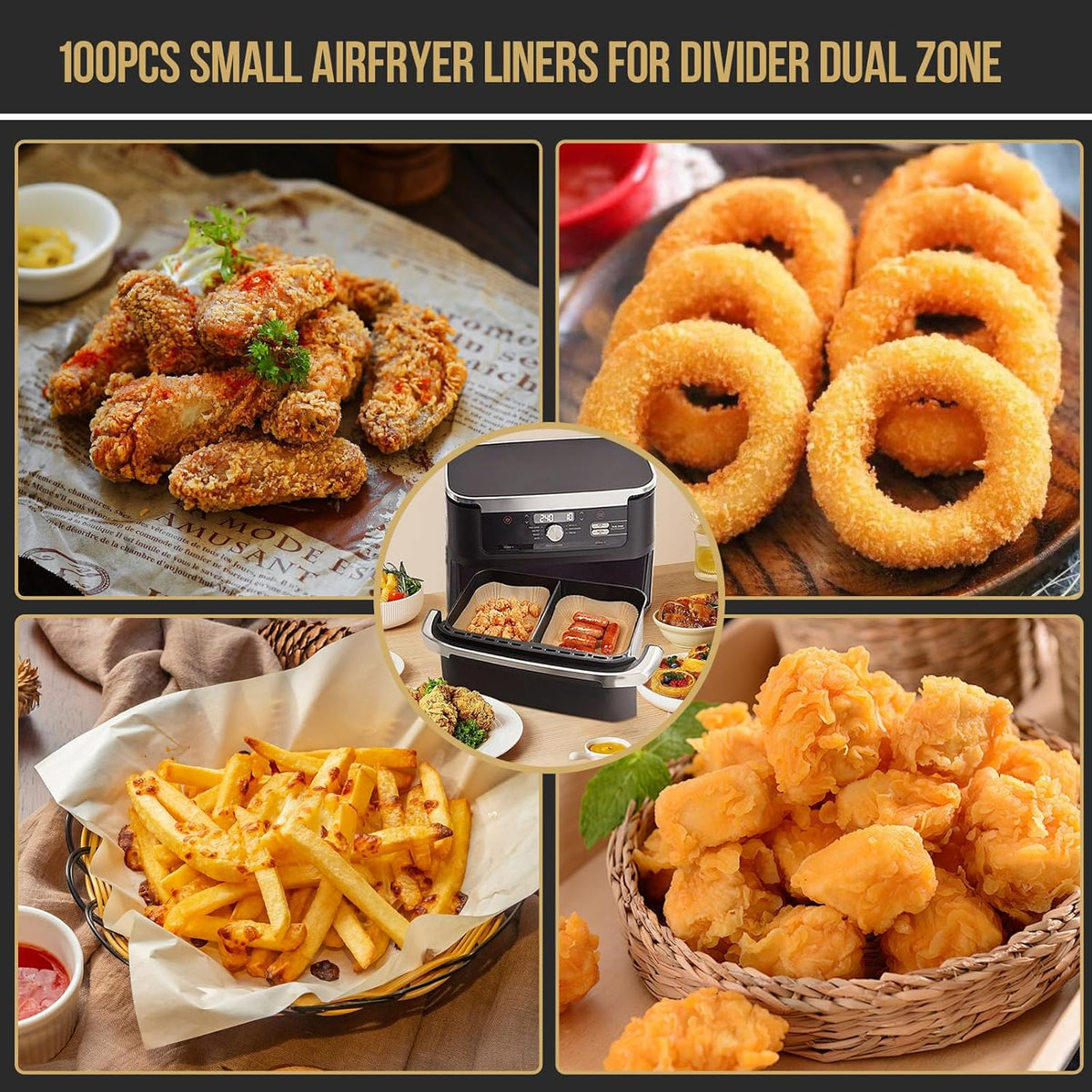 MMH Air Fryer Liners - 150PCs for Ninja DZ071 & AD600CO | Includes 100 Small & 50 Large Disposable Paper Liners