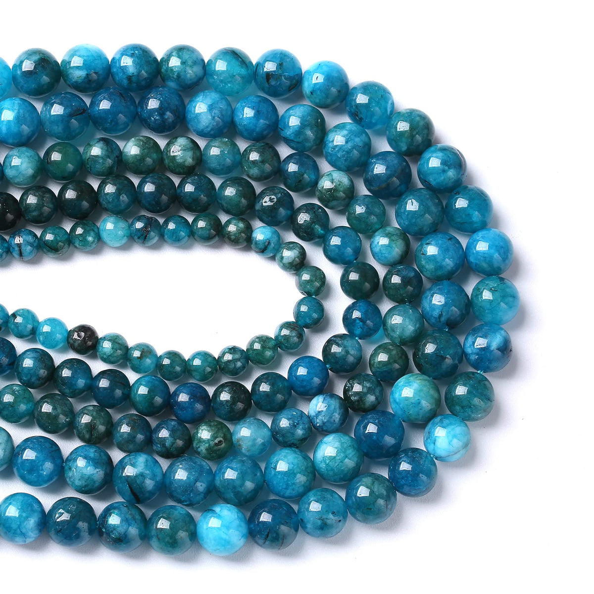 120PCS 6MM Blue Apatite Spacer Loose Beads for Jewelry Making DIY Bracelet Necklace 2 Strands