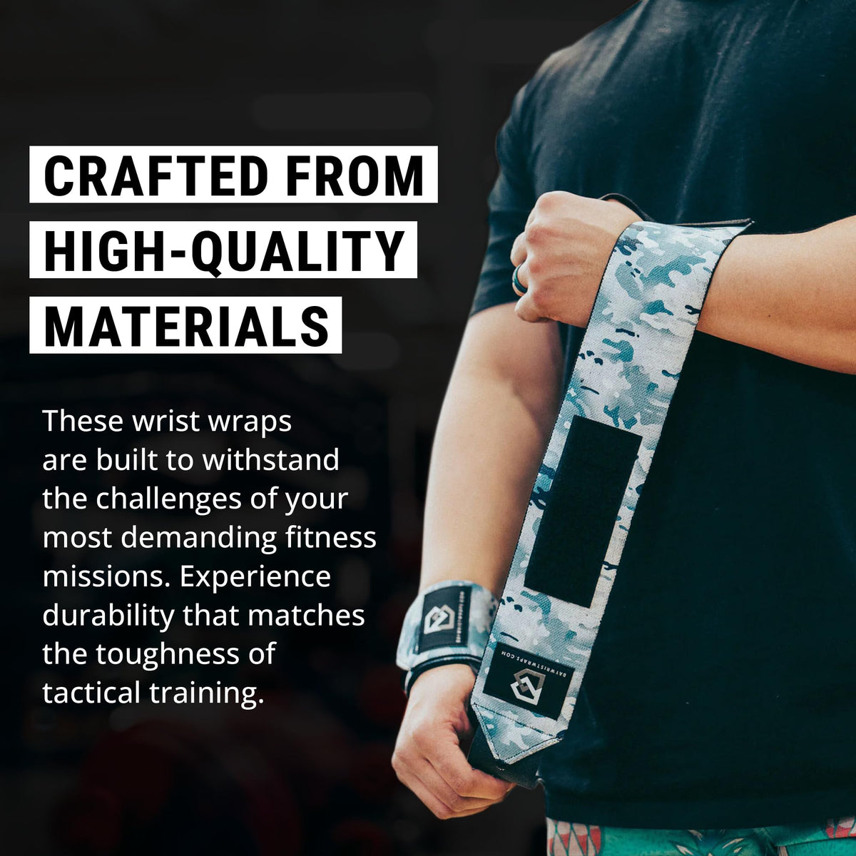 Bay Wrist Wraps Weightlifting Workout Wrist Brace - Adjustable, One Size Fits All - Comfort Wrist Wraps for Weightlifting with Thumb Loop, Lifting Wrist Straps in Arctic Camo - 18-inch Wrist Wrap