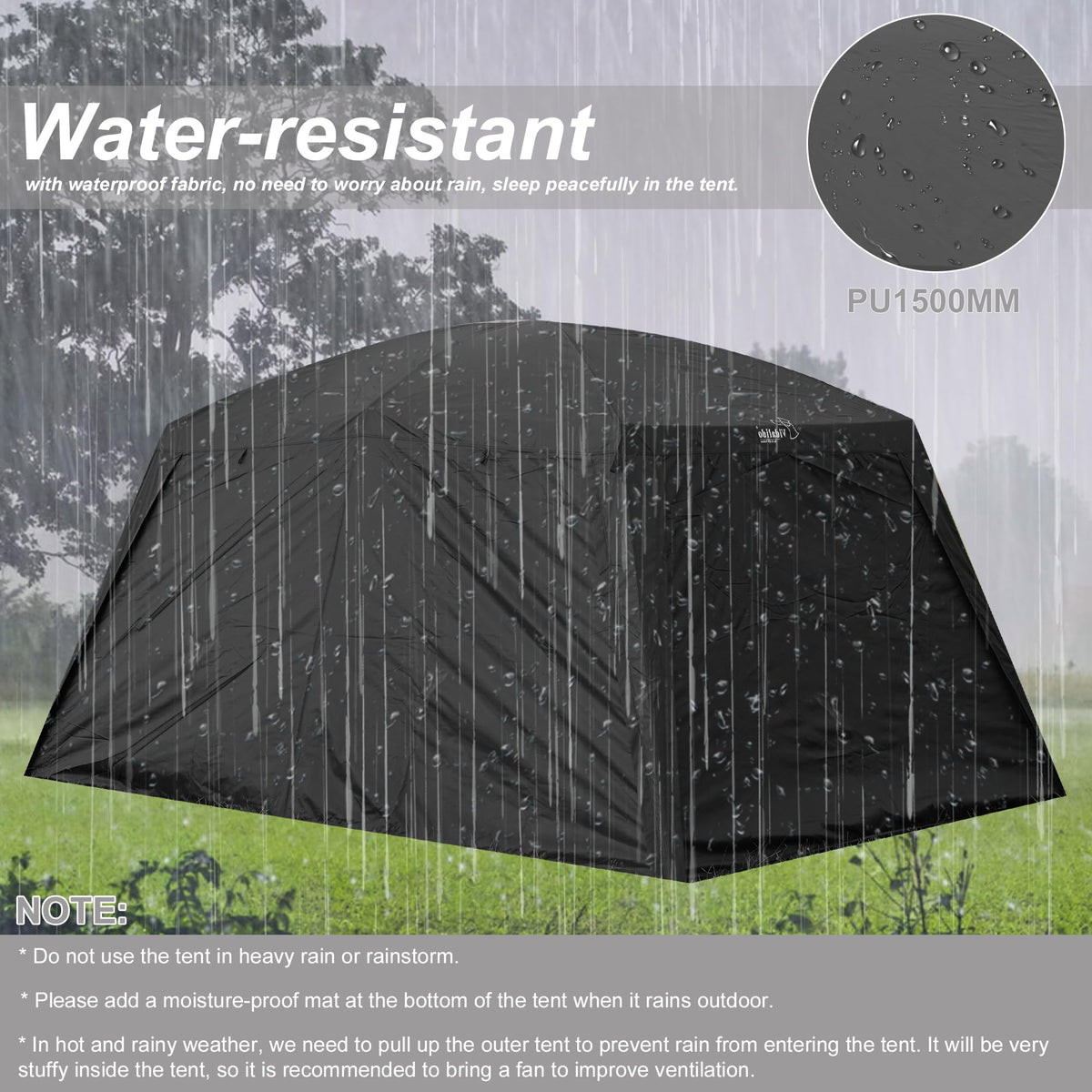 Vidalido 8-10 Person Camping Tent with 3 Door 2 Room Large Family Cabin Tents, Double Layer Waterproof Portable Glamping Tent, Big Tents for Outdoor Picnic Camping Hiking and Family Gathering
