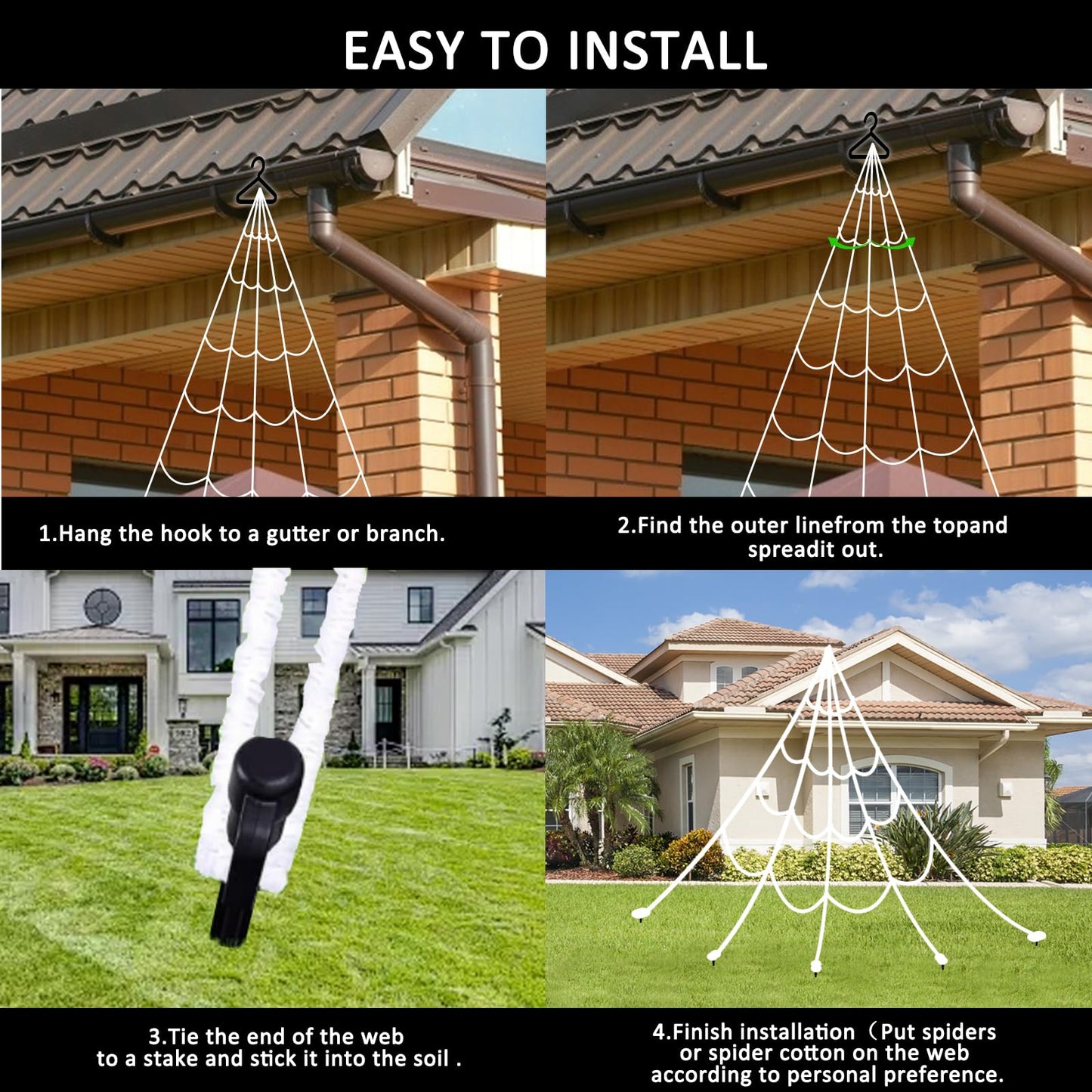 Halloween Spider Web Lights 550 LED Lighted Spider Web 16.4Ft Giant Halloween Decorations Light up with 8 Lighting Modes Waterproof & Timer for Indoor Outdoor House Haunted Yard Decor, Orange & Purple