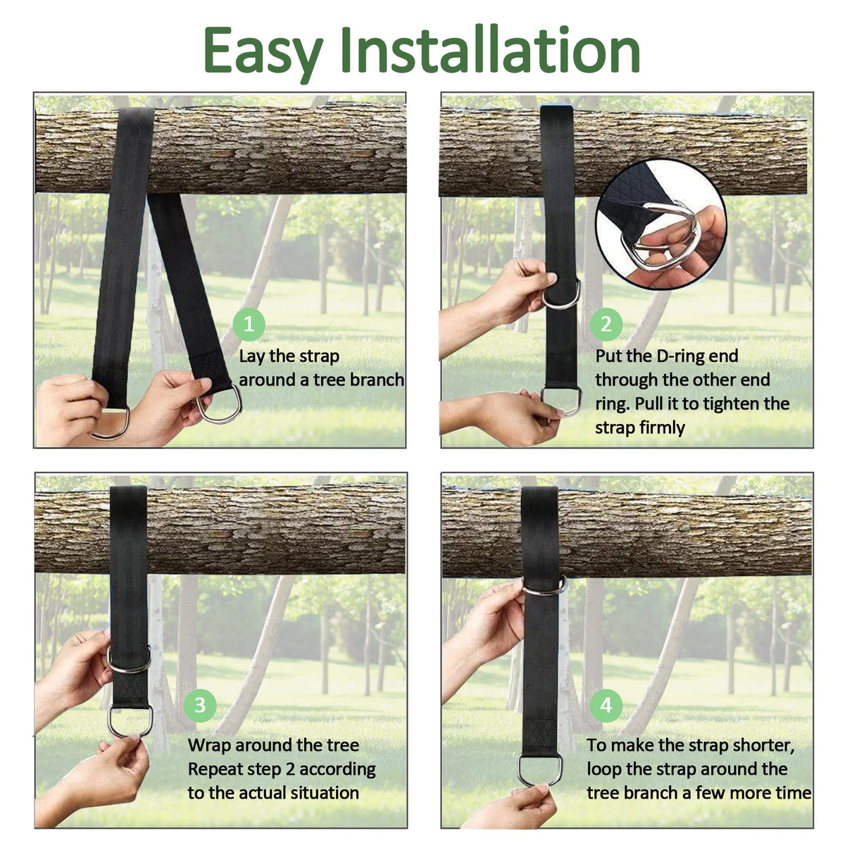 Werflyto Safe Tree Swing Hanging Straps Kit, 3FT/10FT/15FT/20FT, Heavy Duty Holds 5500LBS Extra Long Adjustable Tree Swing Straps, Easy & Fast Way to Hang Any Swing or Hammock(3 FT)