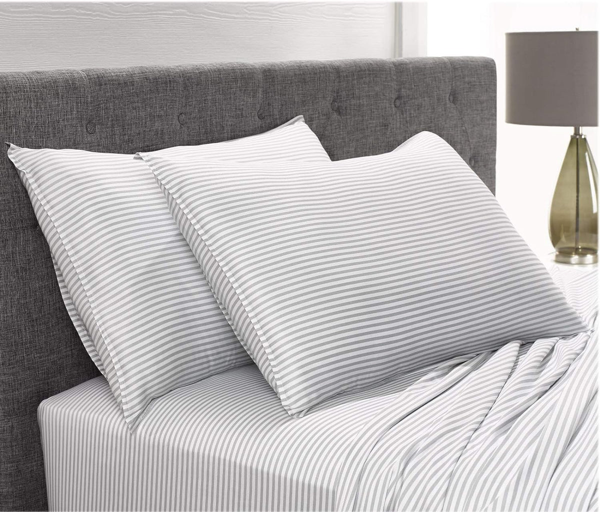 Pure Bamboo Twin Sheets - Luxuriously Soft 100% Organic Viscose Bed Sheet Set | Double Stitching, Stripes