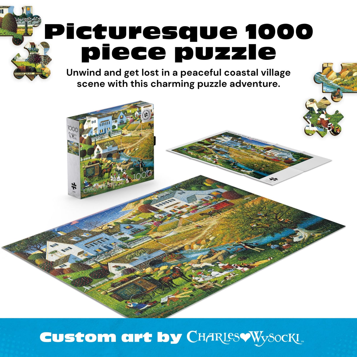 Buffalo Games - 1000 Piece Jigsaw Puzzle Charles Wysocki Hound of The Baskervilles, Made in USA, Premium Recycled Board, Reference Diagram