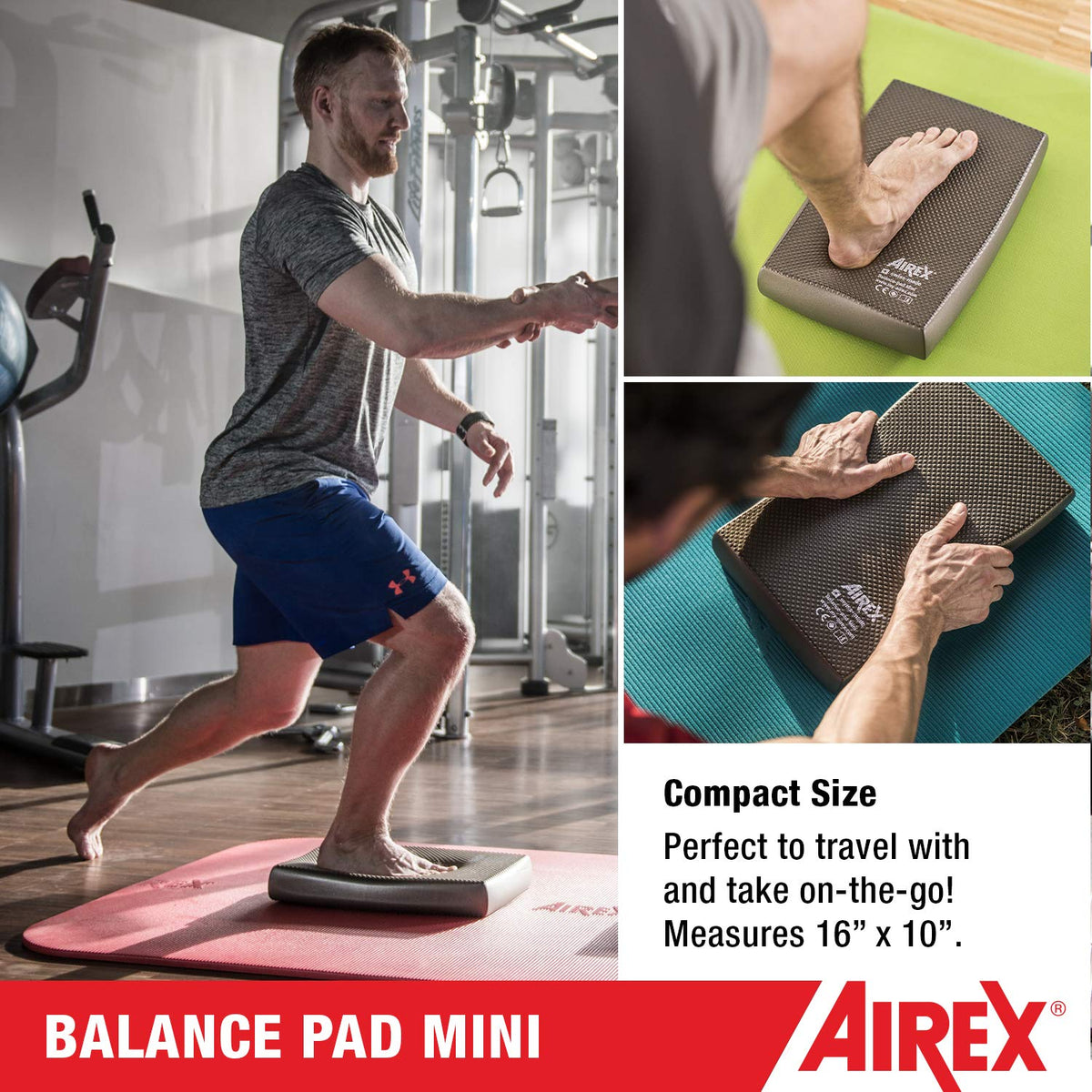 Airex Balance Pad - Exercise Foam Pad Physical Therapy, Workout, Plank, Yoga, Pilates, Stretching, Balancing Stability Mat, Kneeling Cushion, Mobility Strength Trainer for Knee, Ankle - Mini, Lava
