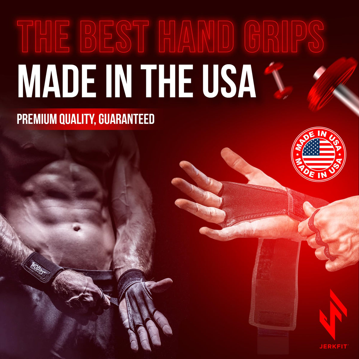 JerkFit WODies Gymnastics & Weightlifting Grips with Wrist Wraps – 3 Hole Versatile Gym Gloves for Pull Ups, Gym Training & Cross Training – Hand Grips Palm Protector for Men & Women (Black, S)