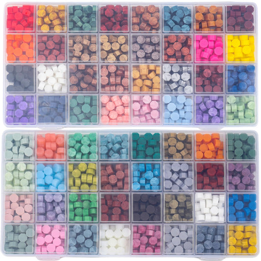 1664 Pieces Wax Seal Beads, Assorted Colors Sealing Wax Pellets in 64 Color, Mixed Octagon Sealingwax Bead for Letter Stamp Sealings (1664)