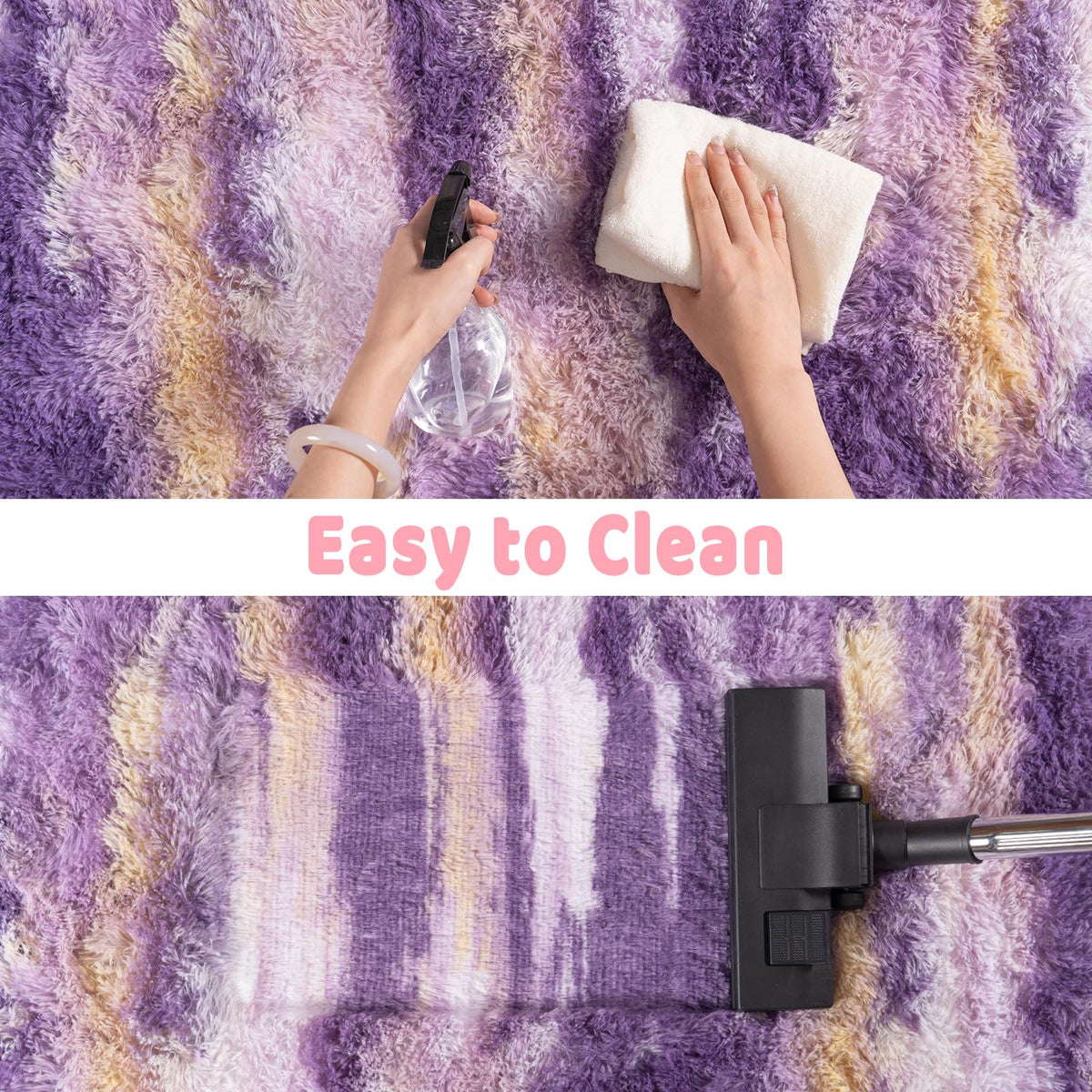 Ailyei Shag Rugs for Bedroom, 4x6 Abstract Purple Soft Fuzzy Rugs for Living Room, Fluffy Shaggy Plush Carpet Girls Kids Room Dorm Upgrade Non-Slip