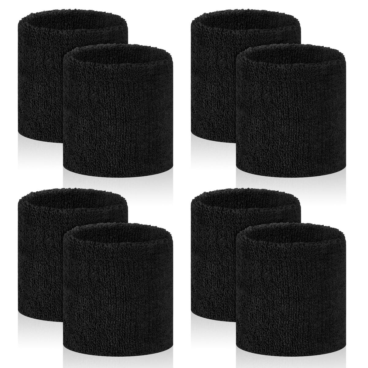 PEASUG 8 Pcs Sports Wrist Sweat Bands for Men & Women，Absorbent Wrist Sweatbands Tennis Wristbands, Elastic Wrist Bands for Sweat for Basketball Tennis Football Gym Running Working Out, Black
