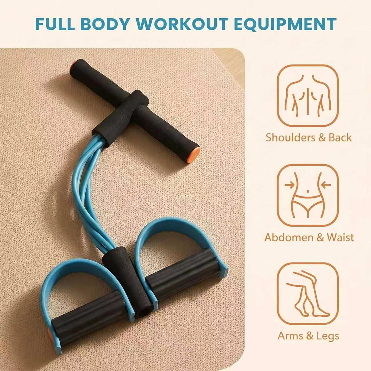 Upgraded Durable 6-Tube Pedal Resistance Strap with Handle, Natural Rubber Fitness Resistance Band, Multifunctional Exercise Band for Abdominal, Waist, Arm, and Leg Shaping Training