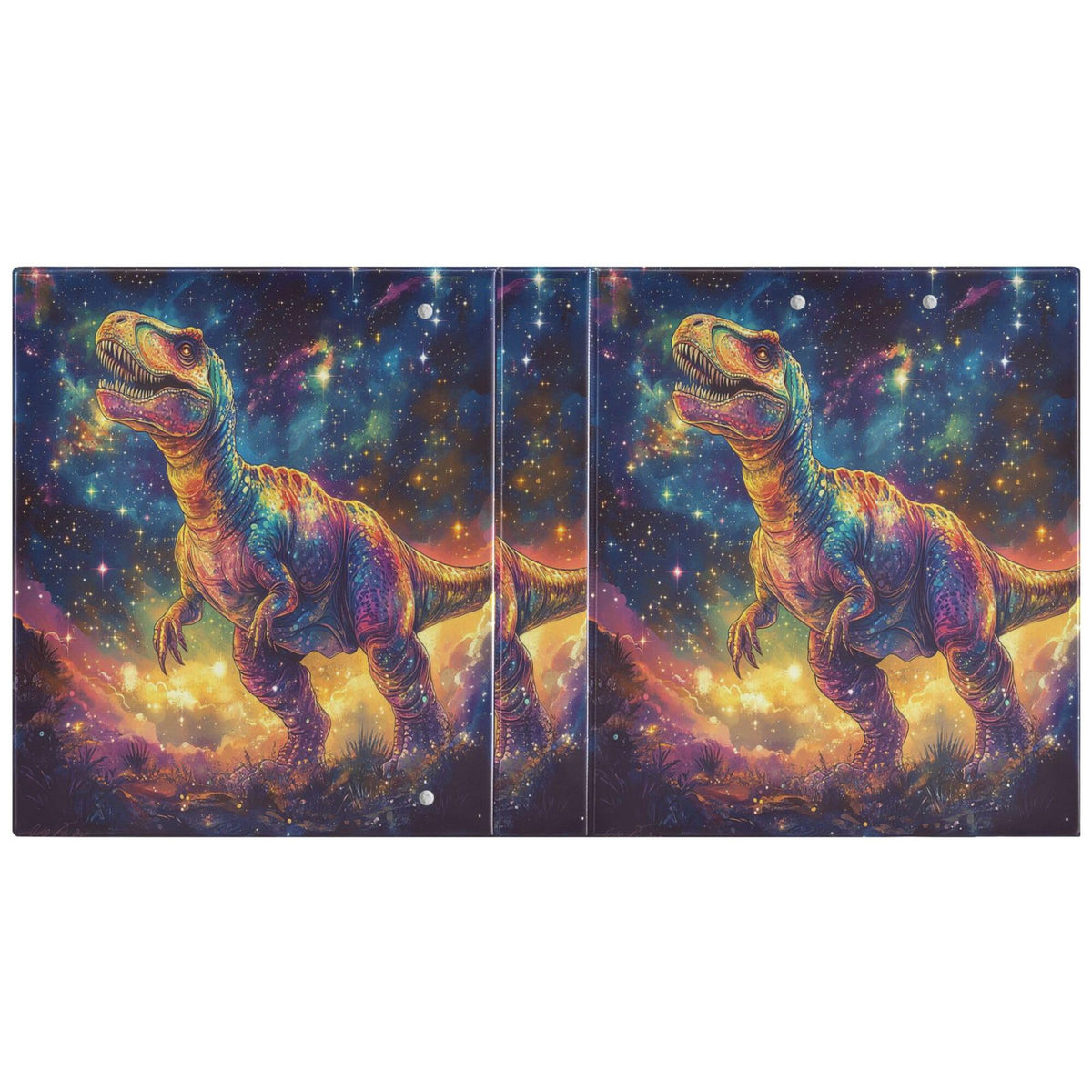 T. Rex Round Ring Binders 1.5 Galaxy Tyrannosaurus Animals 3 Ring Clipboard Binder for Office School Work Supplies File Folder 200 Sheet Capacity Easy Open