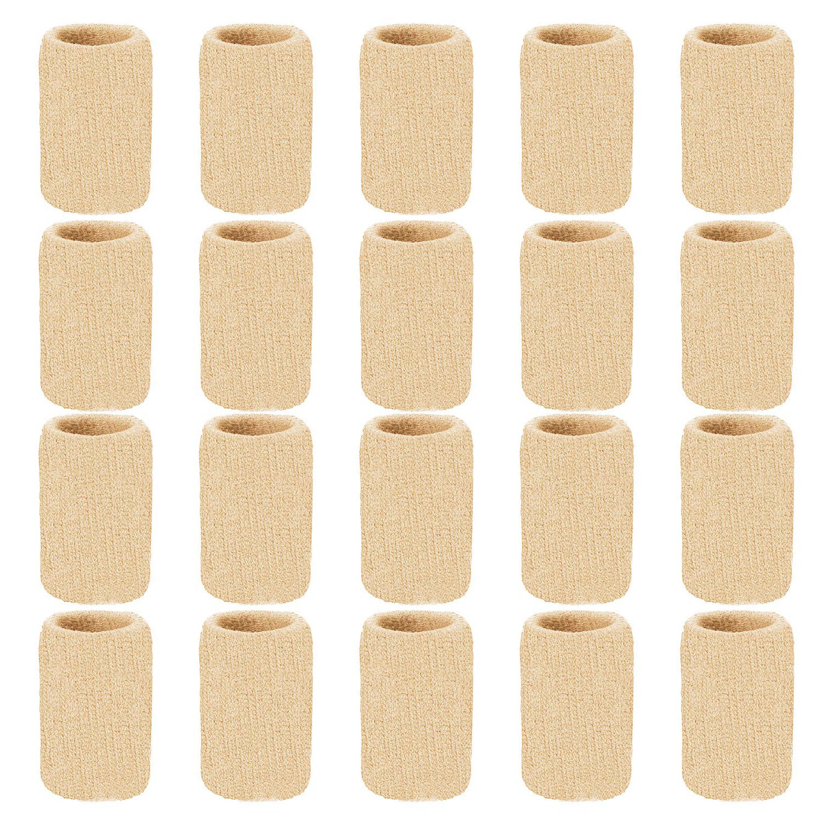 Senkary 20 Pieces Finger Compression Sleeves Elastic Finger Protectors Thumb Splint Brace for Arthritis Pain Relief, Basketball Sport (Beige)