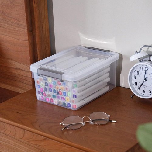 Citylife Small Storage Bins - 3.2 QT Clear Plastic Containers with Lids | Stackable Organizing Bins (6 Pack)
