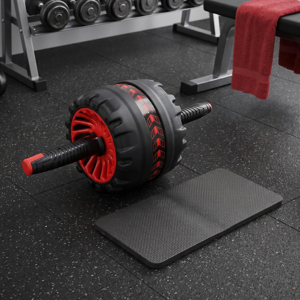 Automatic Rebound Ab Roller Wheel, Strength Training Abdominal Exercise Roller with Black Knee Pad for Home Gym Workout