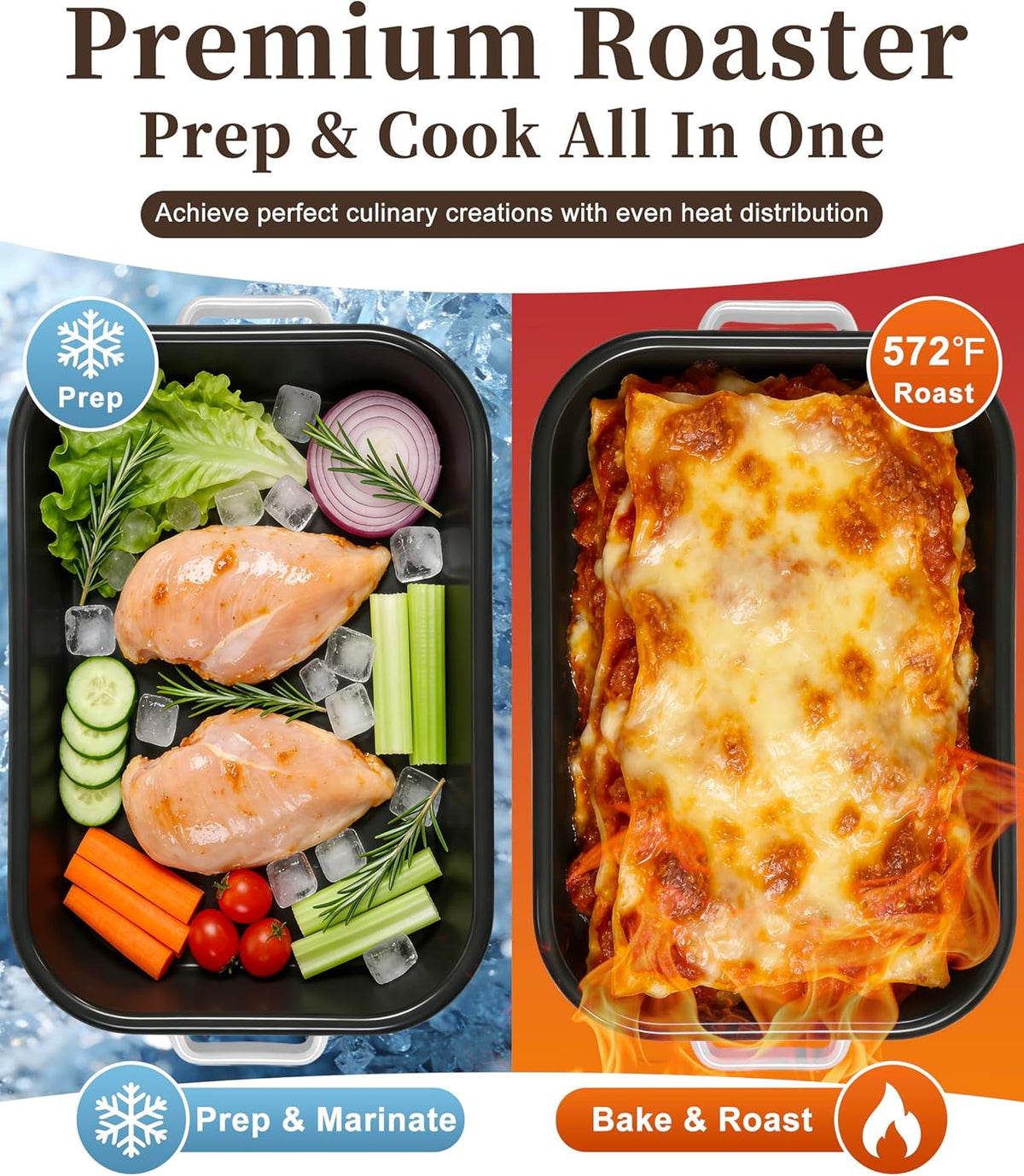 Skiennix Casserole Dishes Set - 6-Pack Oven Lasagna Pans with Handles & Racks | 14 & 17 Inch Non-Stick Bakeware