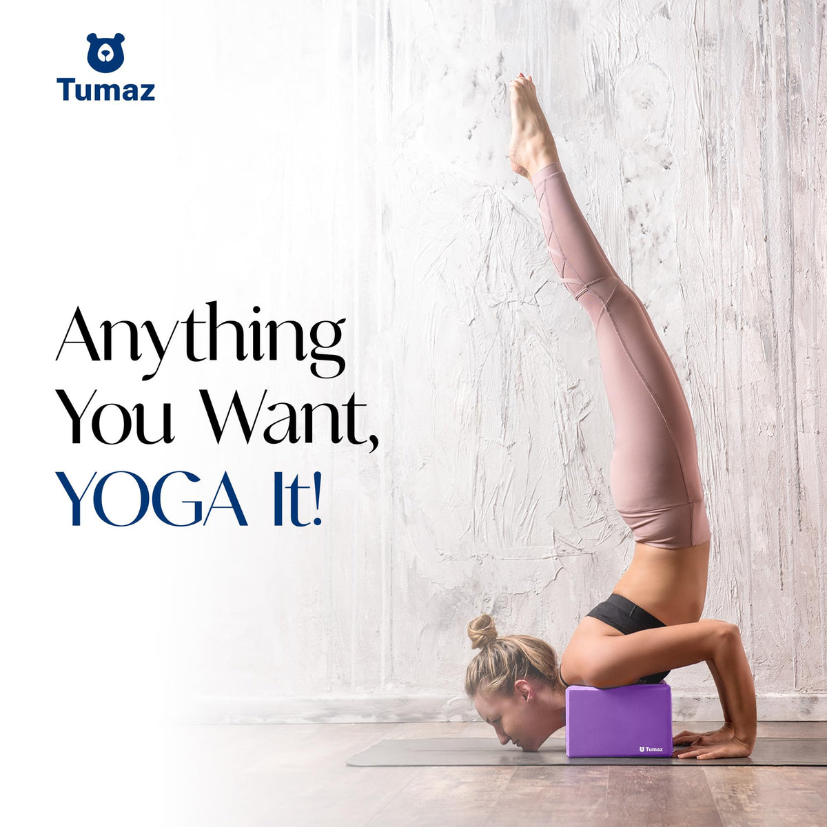 Tumaz Non-Slip Yoga Blocks 2-Pack - High Density/Lightweight EVA Foam & Natural Cork for Stability, Premium Set with E-Book Included