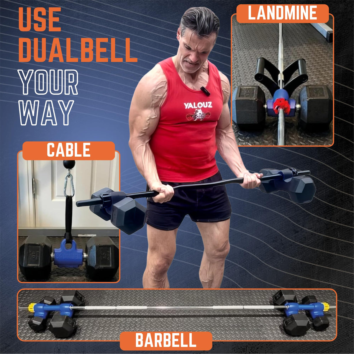DUALBELL Dumbbell Barbell Converters- Heavy Duty Barbell Adapters, Convert Dumbbells to Barbell, 500lb Capacity, Easy Setup for 1" Bars, Turn Dumbbells into Weight Plates, Black Superset w/Red Weight Collars