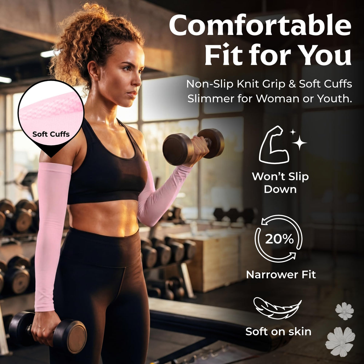 SportsTrail Women’s Cooling Arm Sleeves – UPF 50+ Sun Protection with Smooth Cooling Fabric, Tailored Narrow Fit and Discreet Non-Slip Knit Grip – Suitable for Training, Travel
