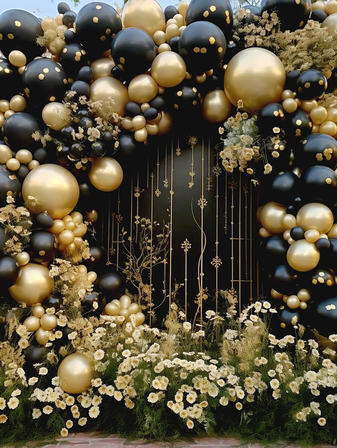BAUANOOY Metallic Gold Balloons - 100pcs Chrome 12 Inch Balloons with Gold Ribbon for Celebrations