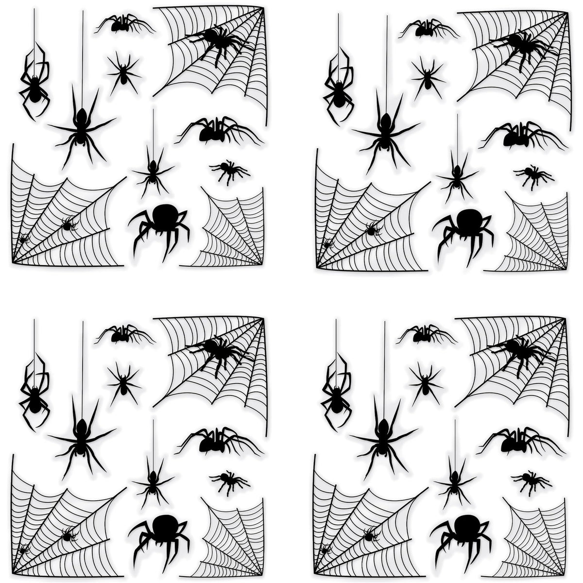 Beistle 4 Sheets (44 Pieces) Black Spider & Web Window Clings - Creepy And Realistic Looking Halloween Decorations For Spooking Up Your Home, Made In USA Since 1900