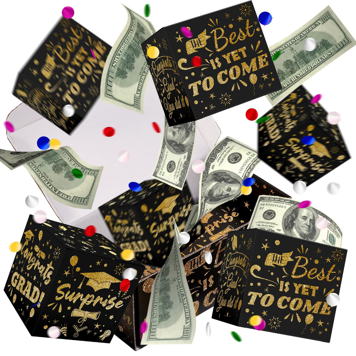 2026 Graduation Surprise Gift Box Explosion, Pop Out Explosion Gift Box with Bounce Money Holder and Confetti, Halloween Thanksgiving Christmas Graduation Gifts for Women, High School College Graduation Party Favors