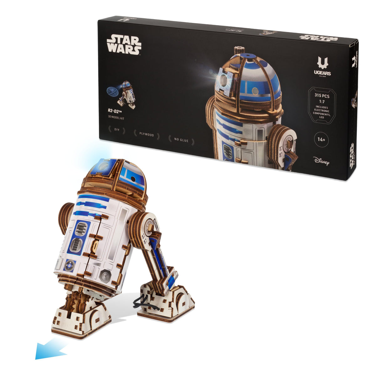 UGEARS Star Wars™ R2-D2™ 3D Wooden Puzzles for Adults - Wooden Model Kits for Adults, 3D Building Puzzle Set Adult Hobby Model Galaxy Puzzle Display Brain Puzzle Craft Kit Hobby Gift for Men and Women