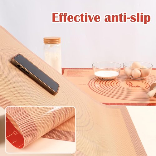 Folksy Super Kitchen Non-Slip Silicone Pastry Mat - Extra Large 28'' x 20'' for Baking & Dough Rolling