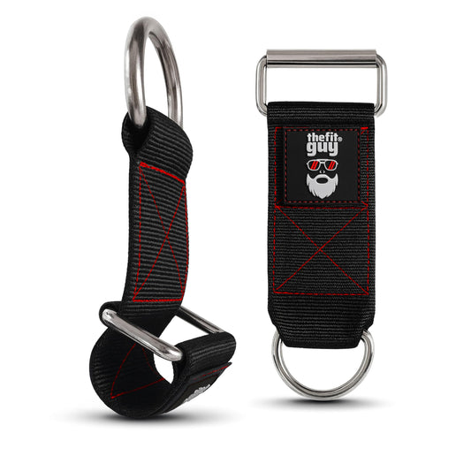 THEFITGUY Dumbbell & Barbell Loading Straps | Attachment Straps for Dips, Pullups, Squats | Ultra Strong, Heavy Duty & Secured | Attach any Dumbbell & Barbell to any Dip Belt | 8” & 6” Straps Included