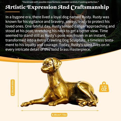 CHOVY Retro Crawling Dog Sculpture - Handcrafted Solid Brass Art Piece | Unique Home Decor Accent