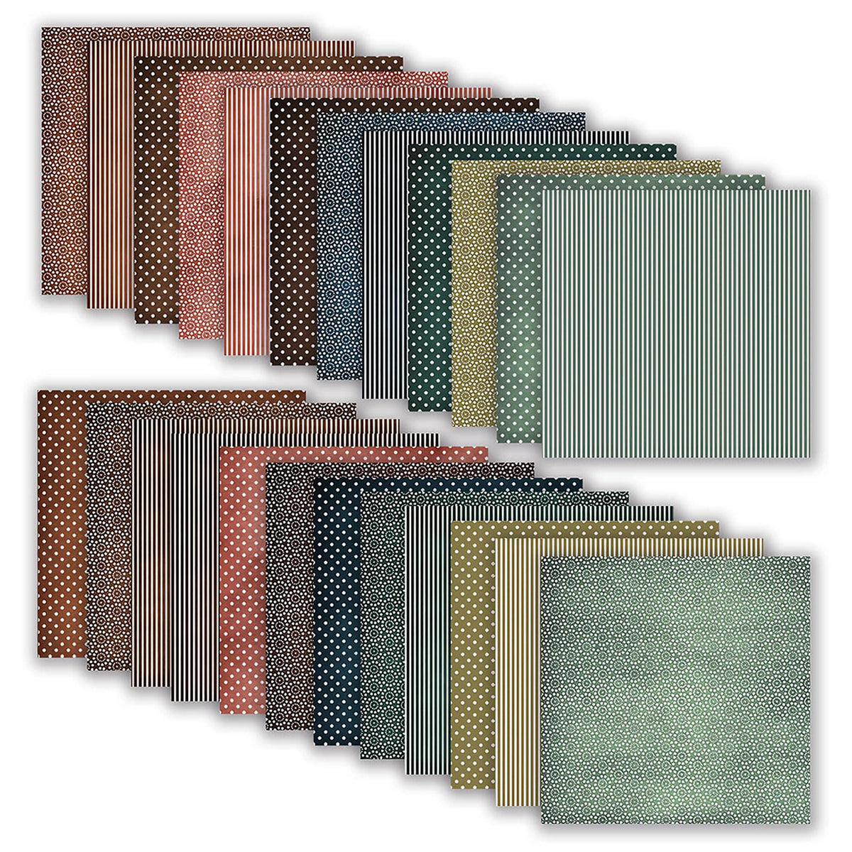 Boho Scrapbook Paper 12 x 12 In, 24 Sheets Double Sided Patterned Decorative Papers, Background Papers, Scrapbooking Supplies for Journaling Decor, Album Decor or Card Making (Green and Red)