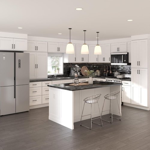 Furinno Shaker Farm Sink Base Kitchen Cabinet - Ready to Assemble, 24"D x 36"W x 34.5"H, White
