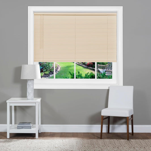 Achim Home Decor Cordless Mini Blinds - Light Filtering, 45" W x 25" L, 1" Slat - Alabaster Color