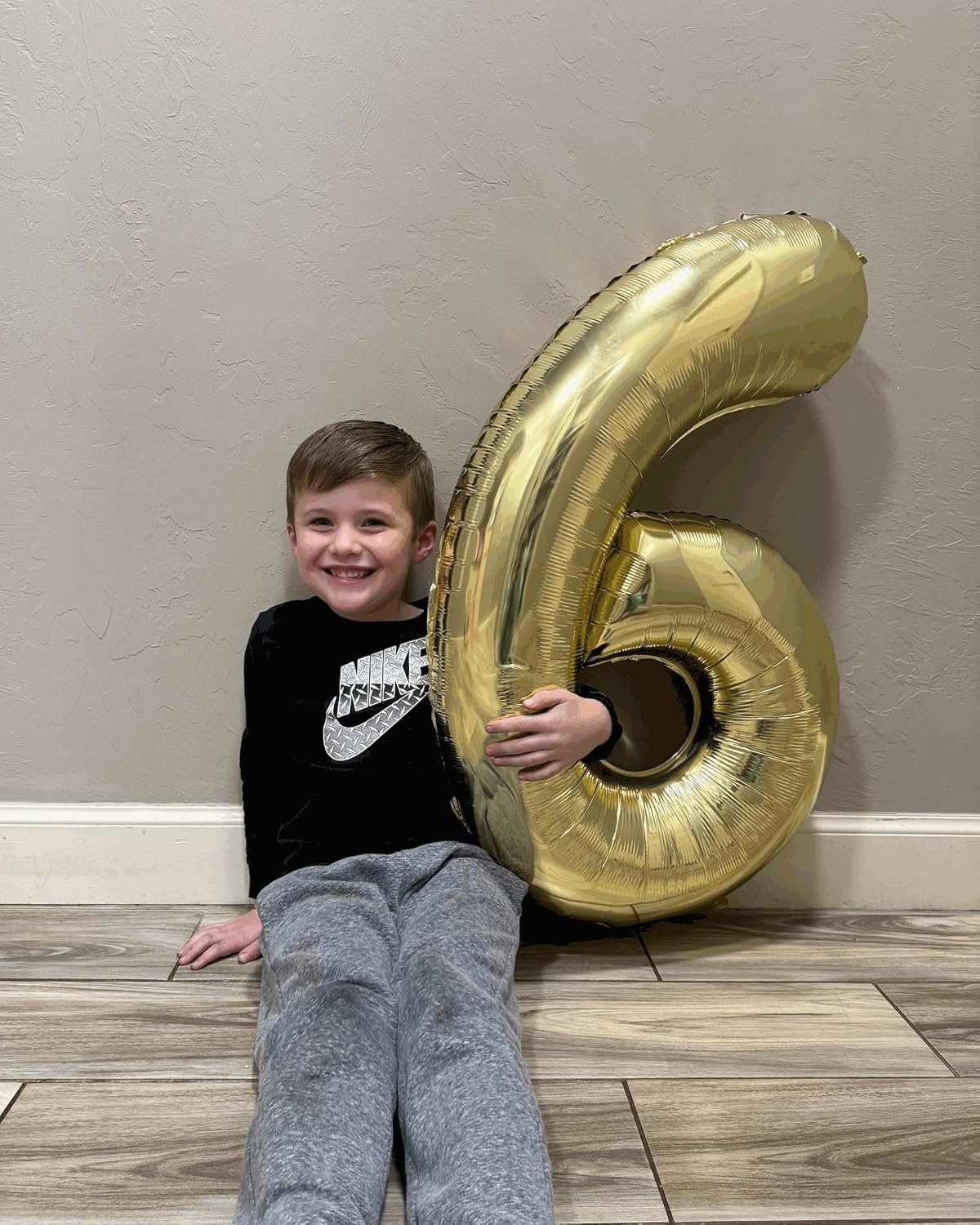 Light Gold Number 6 Balloon - 40 Inch Giant Foil Balloon for 6th Birthday Party Decorations